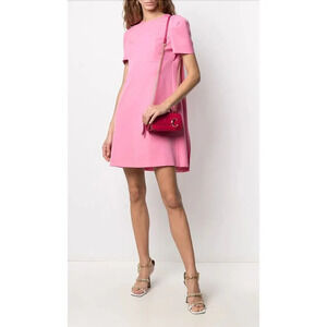 ALEXANDER MCQUEEN Cape Back Wool Crepe Pink Mini dress